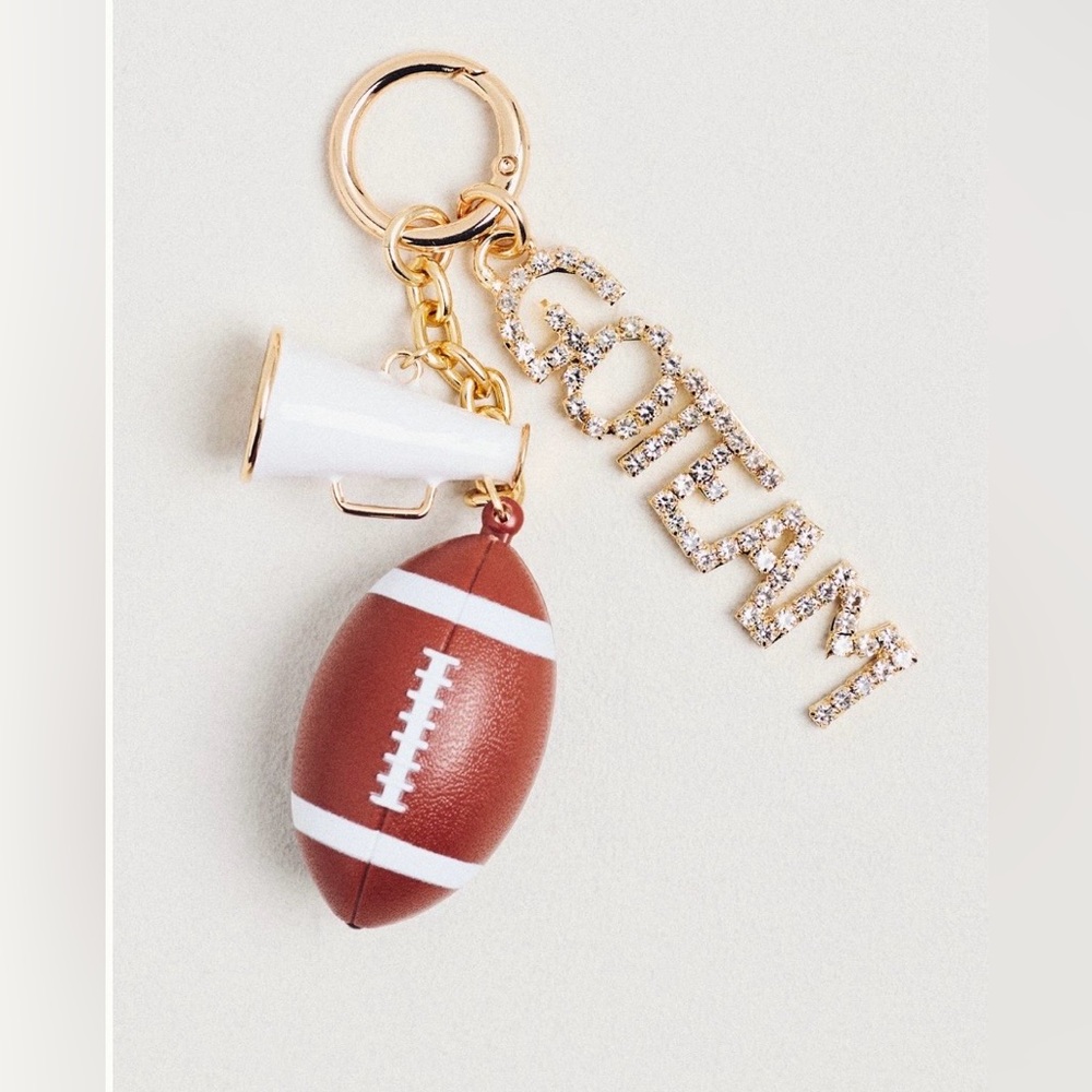 NEW “Go Team” football bag charm.  Cute football & megaphone with Go Team! - Picture 2 of 3